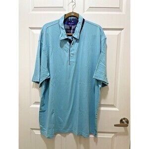 Alan Flusser Mens Polo Shirt Size XXL Short Sleeve Blue Cotton